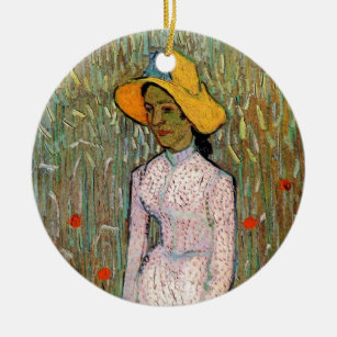 Van Gogh, junges Mädchen Stehend; Hintergrund von  Keramik Ornament