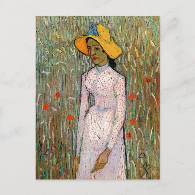 Van Gogh, junges Mädchen Stehend; Hintergrund von  Postkarte (Vorderseite)