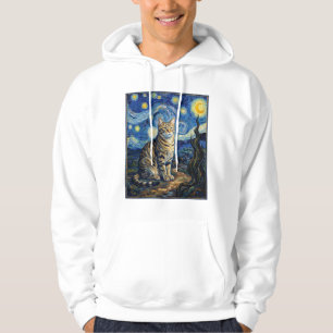 Van Gogh Katze Sternennacht Impressionistische Kun Hoodie