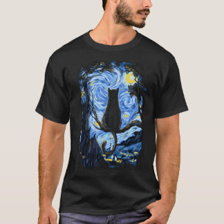Van Gogh Katze Sternennacht Van Gogh Katzenliebhab T-Shirt