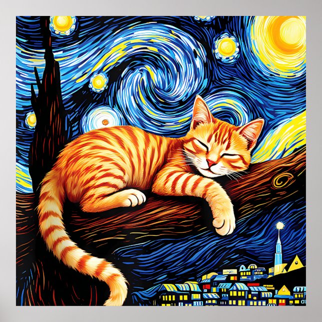 Van-Gogh-Katzen-Kunst Poster (Vorne)