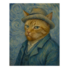 Van Gogh Katzen-Selbstporträt Vintage-Kunstparodie Poster