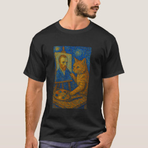 Van Gogh Katzenmalerei Lustige Künstlerische Katze T-Shirt