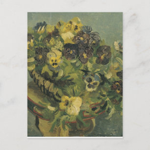 Van Gogh-Korb mit Stiefmütterchen auf einem kleine Postkarte