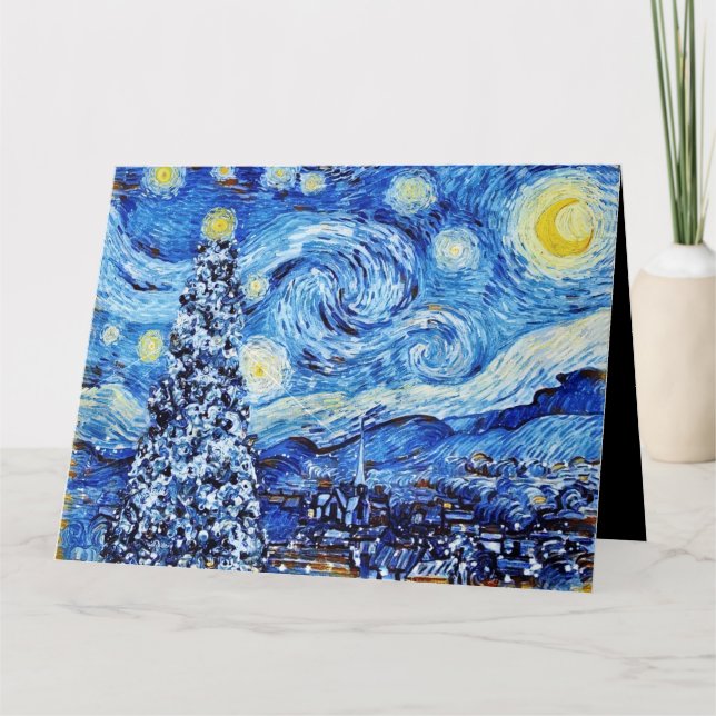 Van Gogh - La Nuit étoilée - Carte de Noël Blanche (Devant)