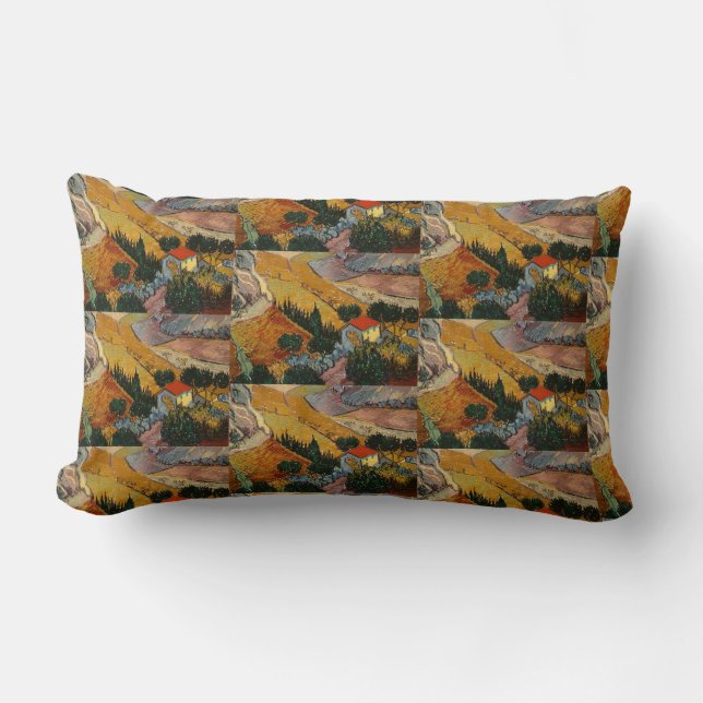 Van Gogh Landscape mit House und Plowman Lendenkissen (Vorderseite)