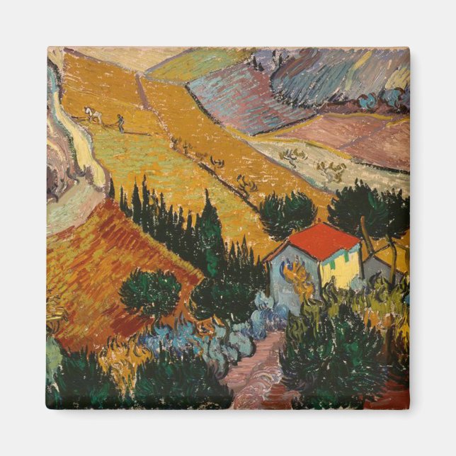 Van Gogh Landscape mit House und Plowman Magnet (Vorne)