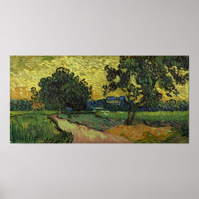 Van Gogh - Landschaft bei Twilight Poster (Vorne)