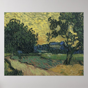Van Gogh Landschaft in der Dämmerung Poster