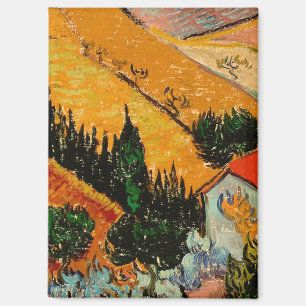 Van Gogh - Landschaft mit Häusern und Plowman Magnet