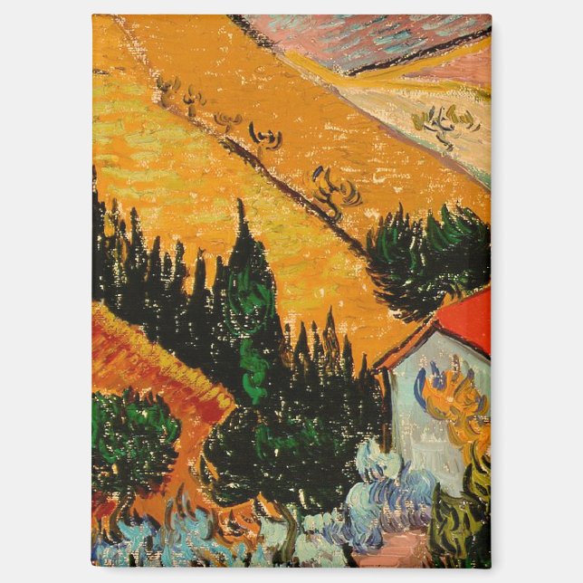 Van Gogh - Landschaft mit Häusern und Plowman Magnet (Vorderseite)