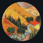 Van Gogh - Landschaft mit Häusern und Plowman Runder Aufkleber<br><div class="desc">Landschaft mit Häusern und Plowman,  beliebtes Bild von Vincent van Gogh</div>