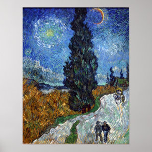 Van Gogh - Landstraße in Provence bei Nacht Poster