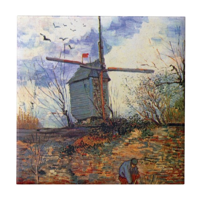 Van Gogh - Le Moulin De La Galette Windmill Fliese (Vorderseite)