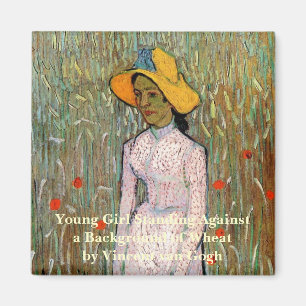 Van Gogh, Mädchen stehend; Hintergrund mit Weizen Magnet