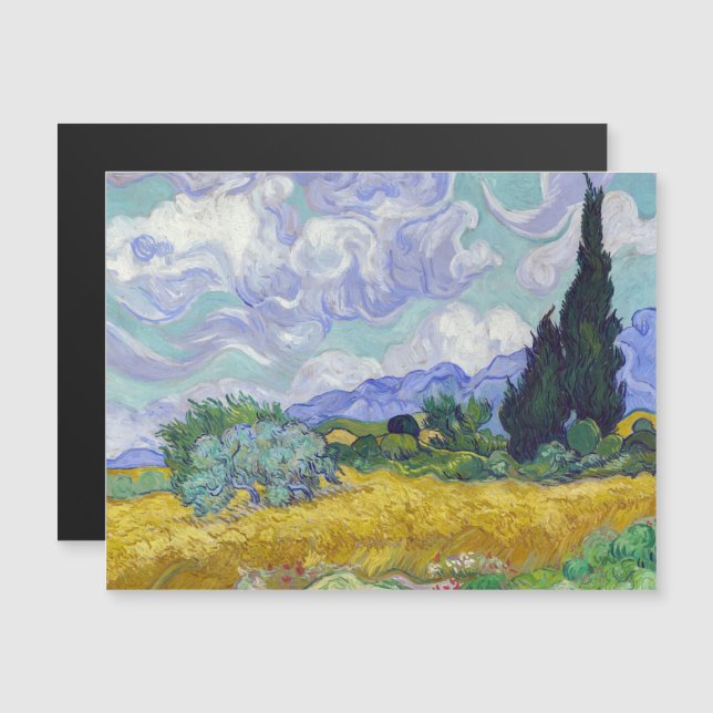 Van Gogh - Magnetkarte für Weizenfeld-Zypressen (Vorne/Hinten)