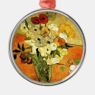 Van Gogh malt launische Blüten Blumen Reben Silbernes Ornament