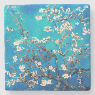 Van Gogh Mandelblüten hell Türkis Steinuntersetzer