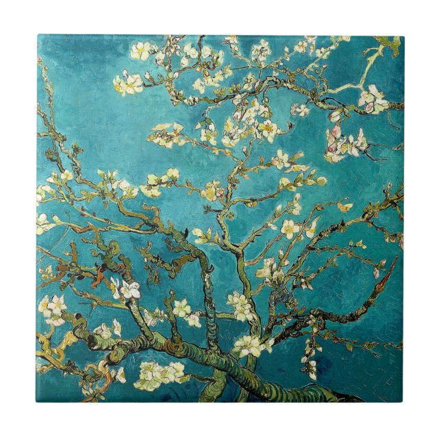 Van Gogh Mandelblüten Klassischer Impressionismus Fliese (Vorderseite)