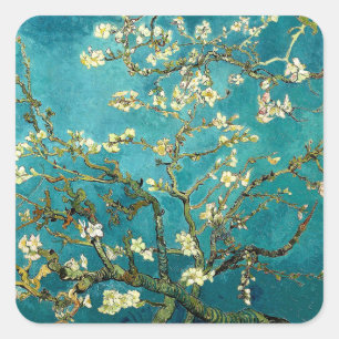 Van Gogh Mandelblüten Klassischer Impressionismus Quadratischer Aufkleber