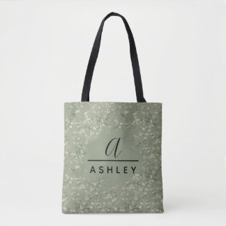 Van Gogh Mandelblüten-Sage-Grün-Monogramm  Tasche