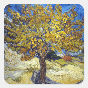 Van Gogh Maulbeerbaum Meisterwerk Kunst Quadratischer Aufkleber