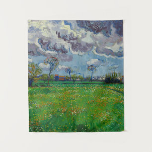Van Gogh Meadow mit Blume unter einem stürmischen Wandteppich
