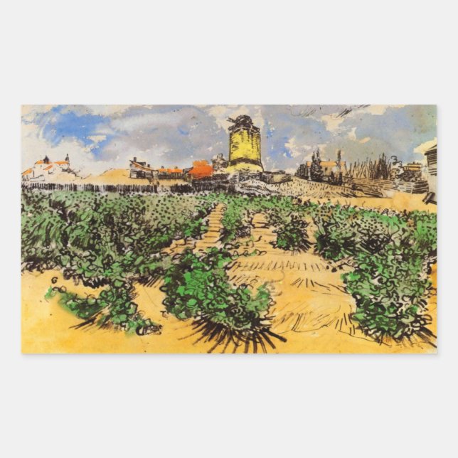 Van Gogh Mill von Alphonse Daudet bei Fontevielle Rechteckiger Aufkleber (Vorderseite)