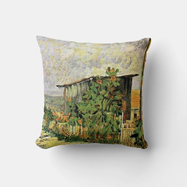 Van Gogh - Montmarte Weg mit Sonnenblumen, Kissen (Vorderseite)
