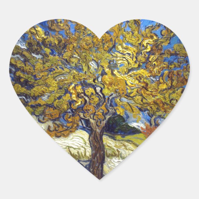 Van Gogh Mulberry Tree Masterpiece Art Herz-Aufkleber (Vorderseite)