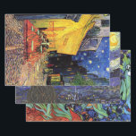 Van Gogh Night Cafe, Starry Night und Ire Geschenkpapier Set<br><div class="desc">Starry Night,  The Cafe Terrace on the Place du Forum und Irises von Vincent van Gogh.</div>