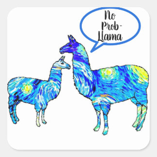 Van Gogh - No Prob Llama Quadratischer Aufkleber
