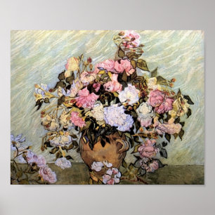 Van Gogh - noch Leben-Vase mit Rosen Poster
