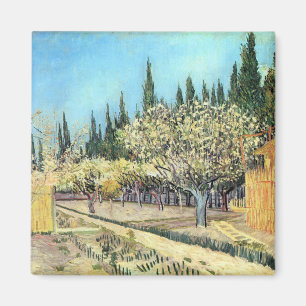 Van Gogh Obstgarten in Blüte, umgeben von Zypresse Magnet