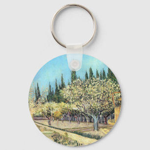 Van Gogh Obstgarten in Blüte, umgeben von Zypresse Schlüsselanhänger