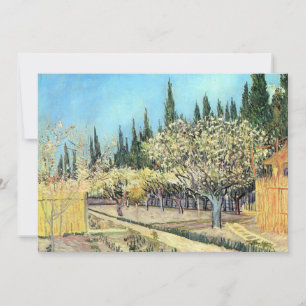 Van Gogh Obstgarten in Blüten, umgeben von Zypress Einladung