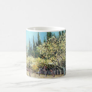 Van Gogh Obstgarten in Blüten, umgeben von Zypress Kaffeetasse