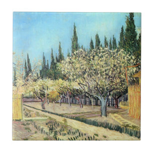 Van Gogh Obstgarten in Blütenpracht, umgeben von Z Fliese