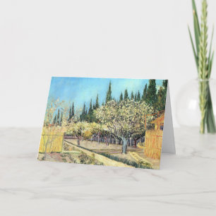 Van Gogh Obstgarten in Blütenpracht, umgeben von Z Karte