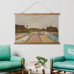 Van Gogh Old Art Blume Beds in Holland Wood Wall Wandteppich Mit Holzrahmen