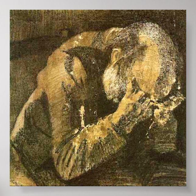 Van Gogh Old Man mit Kopf in Hands (F998) Poster (Vorne)