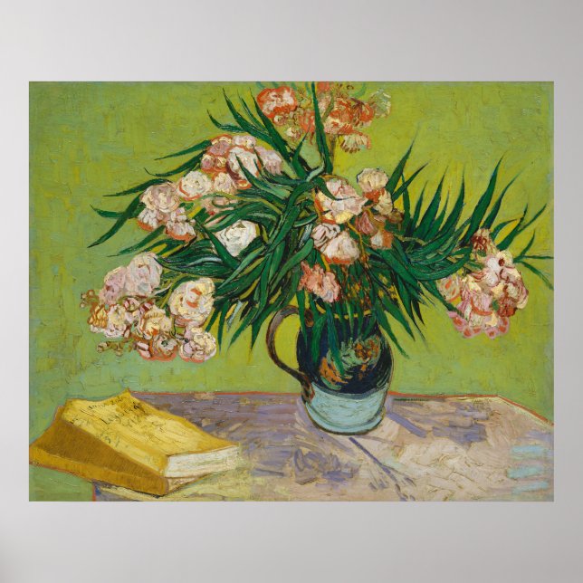 Van Gogh Oleander Rosa Florales Stillleben Kunst Poster (Vorne)