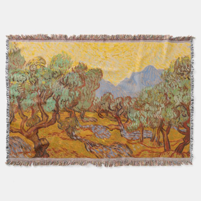 Van Gogh Olive Trees Yellow Sun Sky Decke (Vorderseite)