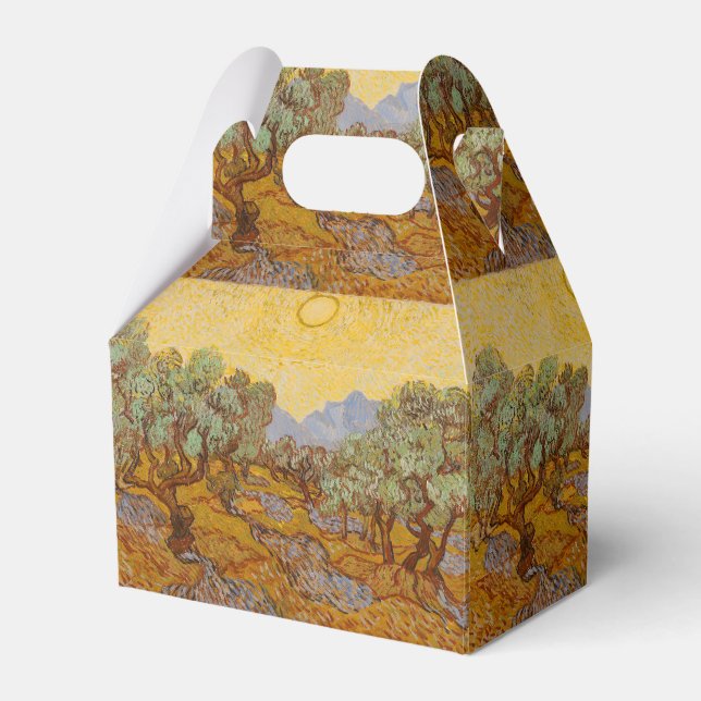 Van Gogh Olive Trees Yellow Sun Sky Geschenkschachtel (Vorderseite)