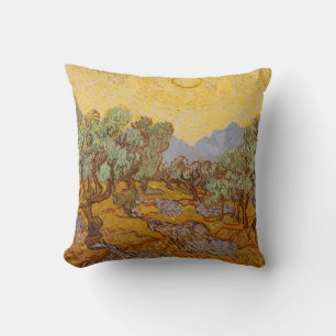 Van Gogh Olive Trees Yellow Sun Sky Kissen