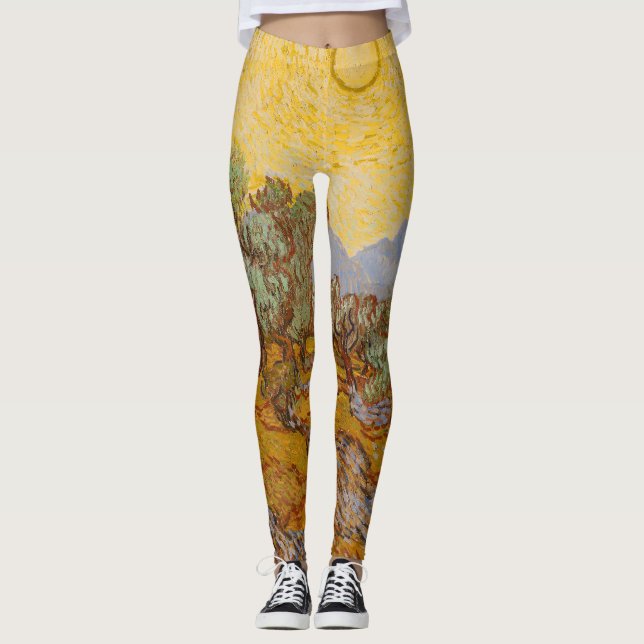 Van Gogh Olive Trees Yellow Sun Sky Leggings (Vorderseite)
