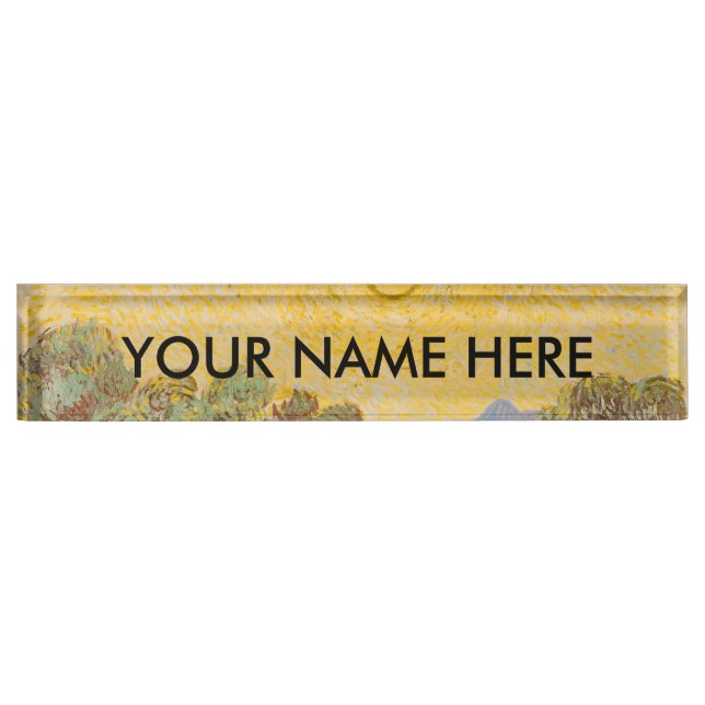 Van Gogh Olive Trees Yellow Sun Sky Namensplakette (Vorderseite)