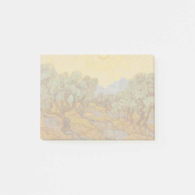 Van Gogh Olive Trees Yellow Sun Sky Post-it Klebezettel (Vorderseite)