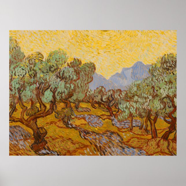 Van Gogh Olive Trees Yellow Sun Sky Poster (Vorne)