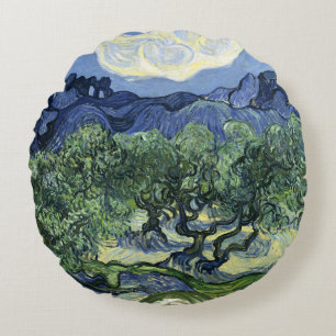 Van Gogh Olivenbäume - Blue Mountain Art Rundes Kissen